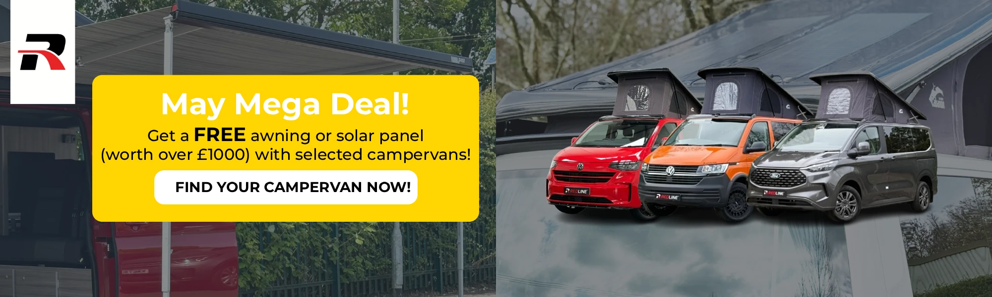 Redline Campers - May Mega Deal - Get a Free Awning or Solar Panel with selected campervans